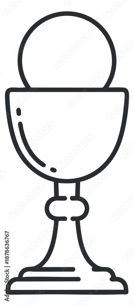 Obraz premium An outline illustration of a cup with a scoop of ice cream in a minimalist vector style, perfect for dessert menus and food branding