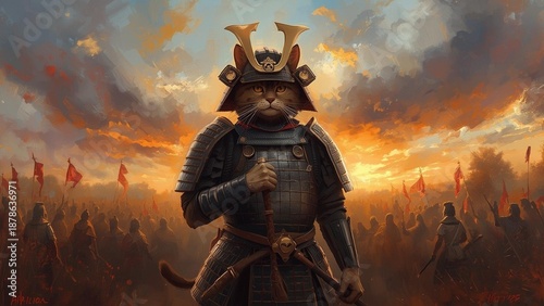 Samurai style cat