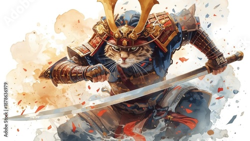 Samurai style cat