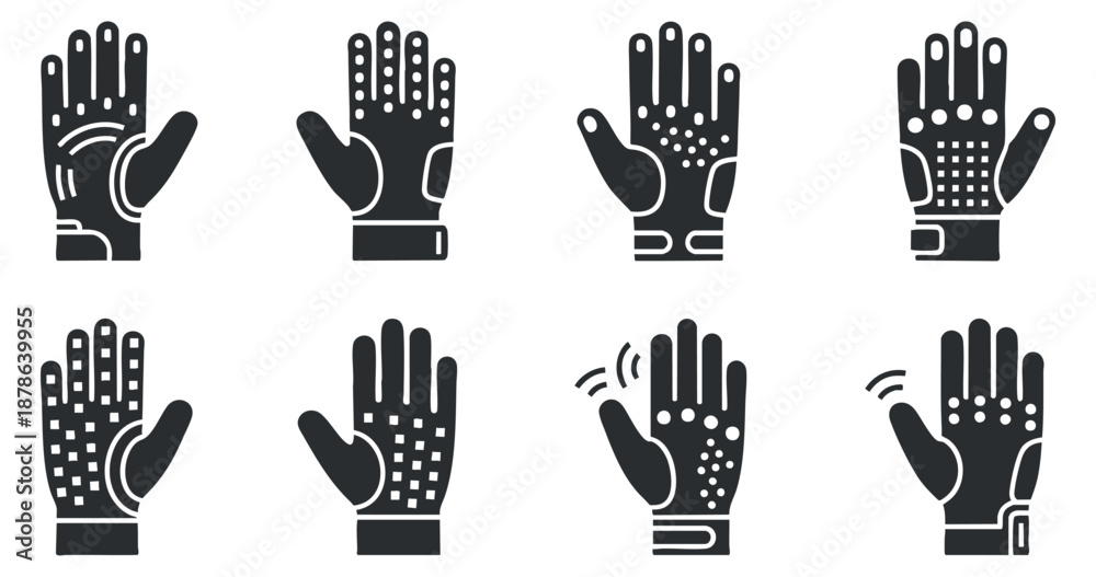 Fototapeta premium A set of various hand gesture icons in black and white vector style, ideal for technology and wearable device design