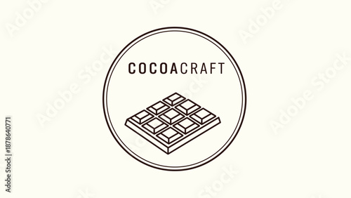 Cocoa Craft Chocolate Bar Line Drawing Logo.
