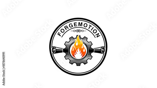 Forgemotion Logo with Flame and Gear.