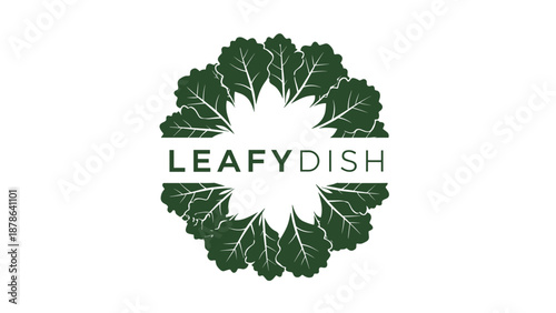 Leafy Dish Logo with Green Leaves.