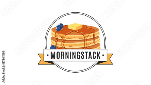 Pancakes with Syrup and Butter Illustration.