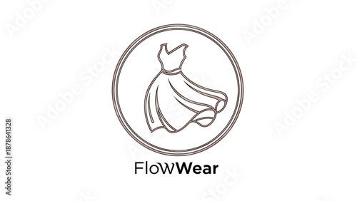 Simple Line Drawing of Dress in Circle.