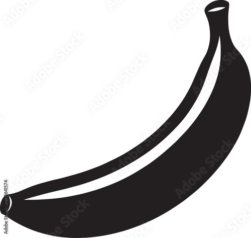 Banana Fruit Silhouette Vector Icon – Flat Black Minimal Food Illustration Isolated on White