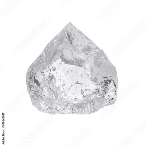 Clear Crystal Rock Shines Under Light With Sharp Edges and Facets in a Bright...