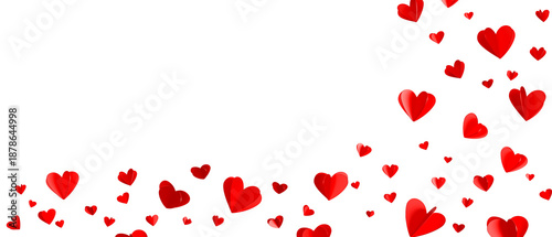 red hearts border isolated on transparent background