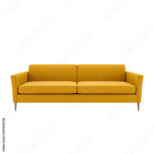 Modern Yellow Sofa With Wooden Legs in Simple Style for Living Room Setup