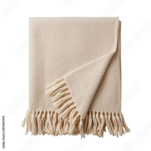 Soft Blanket Folded With Tassels on Display in a Cozy Indoor Setting