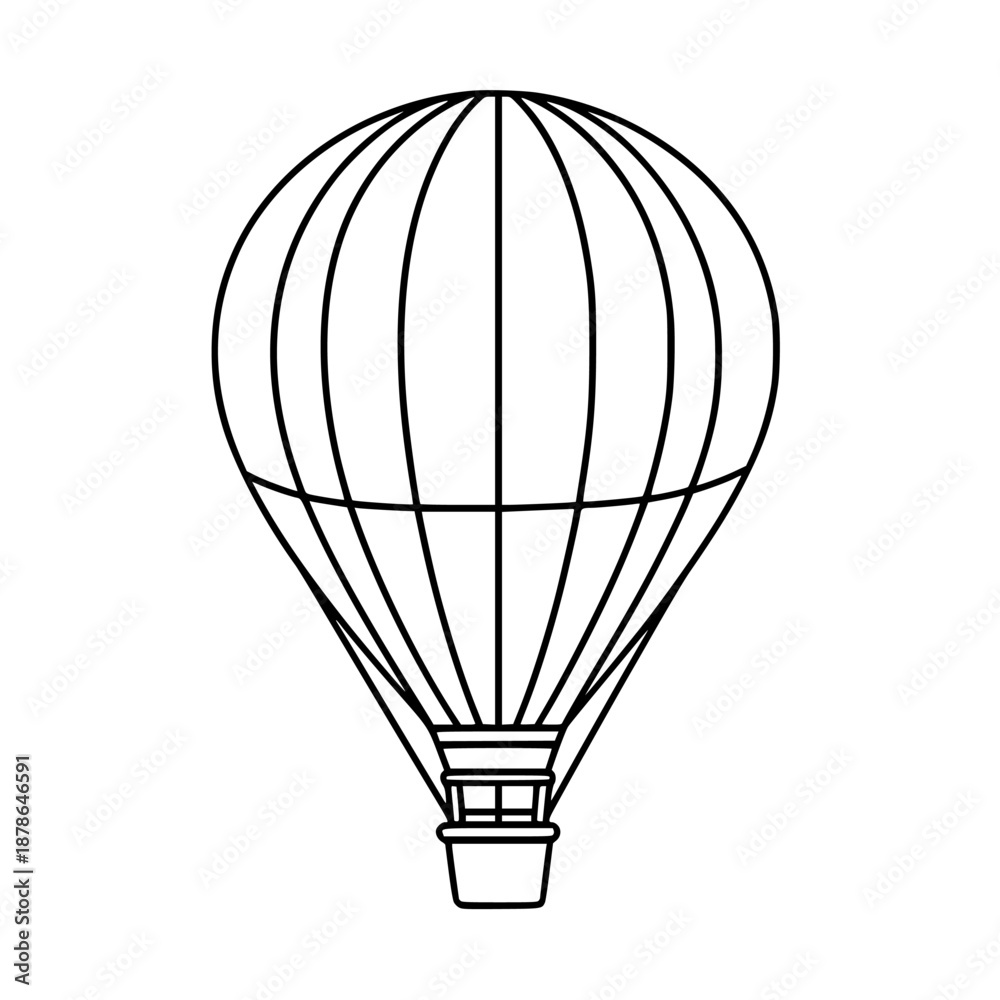 Fototapeta premium Whimsical Ascent: Hot Air Balloon Soars Above | Clean, isolated vector art for creative projects.