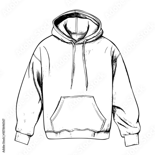 Chic timeless hoodie design - minimalist line art | Clean, isolated vector art for creative projects.