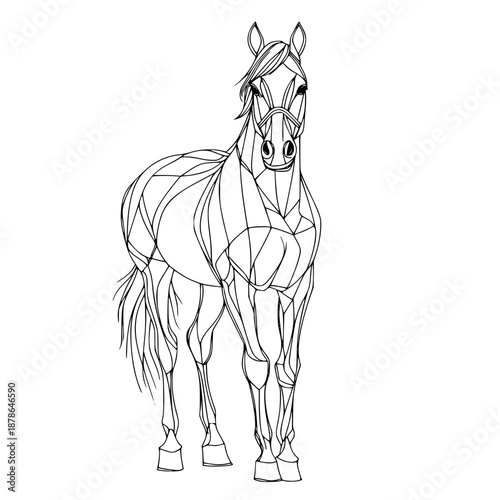 Elegant Line Art Horse: Minimalist Portrayal Majestic Steed | Clean, isolated vector art for creative projects.