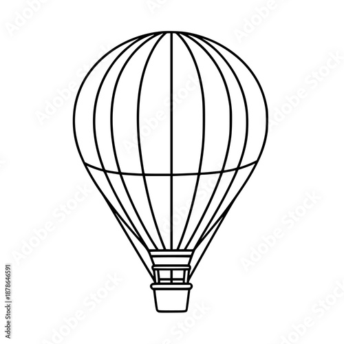 Whimsical Ascent: Hot Air Balloon Soars Above | Clean, isolated vector art for creative projects.