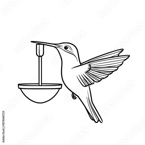 Elegant Hummingbird: Modern Take Classic Feeder | Clean, isolated vector art for creative projects.