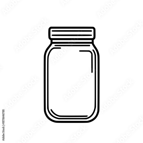 Vintage charm: minimalist line art jar sealer, evoking nostalgia simplicity. | Clean, isolated vector art for creative projects.
