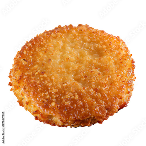 Crispy Potato Round With a Golden Crust on a Plain Background