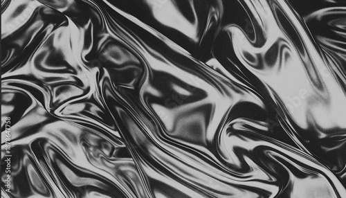 Billede på lærred Abstract monochrome flowing liquid metal texture with rippling waves and metalli