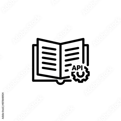 Book with API Code Icon for Software Development and Programming Projects