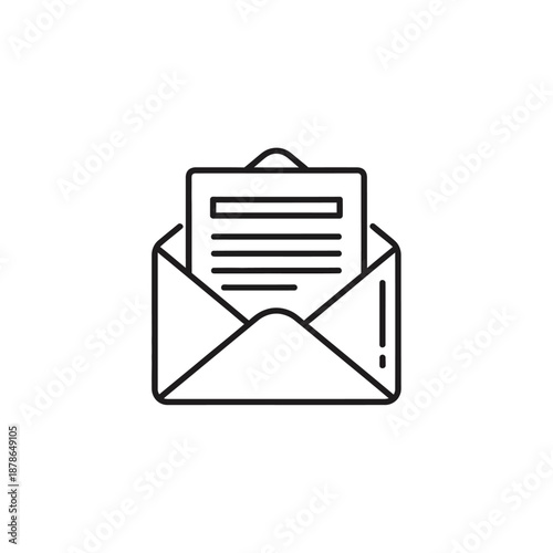 Business Email Communication Concept with Open Envelope and Document