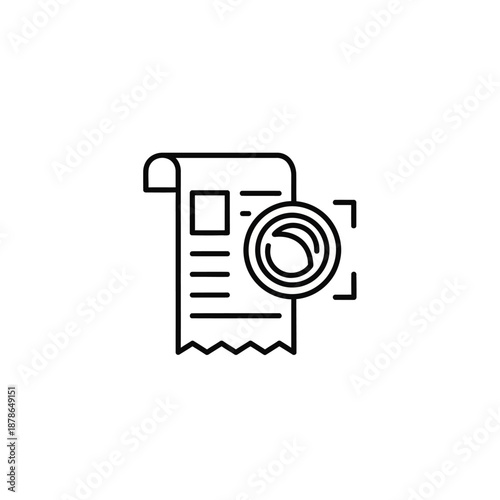 Close-up of a Bill and Magnifying Glass, Financial Document Concept