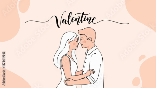 Couple Embracing on Valentines Day with Romantic Background.