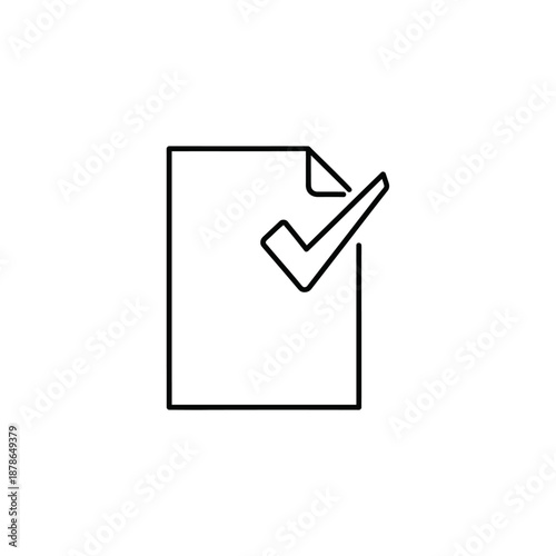 Close-up of a Document with a Checkmark Icon for Verification or Approval Purposes