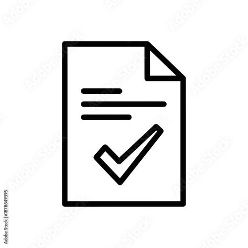 Close-up of a Checkmark on Document Icon Over a White Background for Verification and Approval