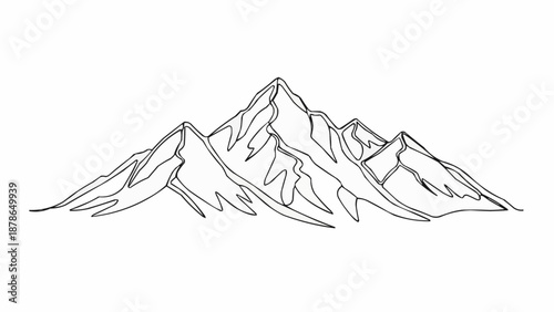 Hand drawn sketch of majestic mountain range peaks.