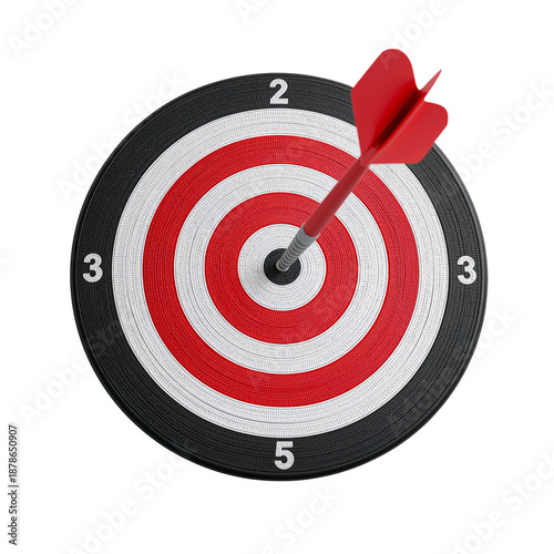 Dart Hitting the Bullseye on a Target in a Game Aiming to Score Points and Win