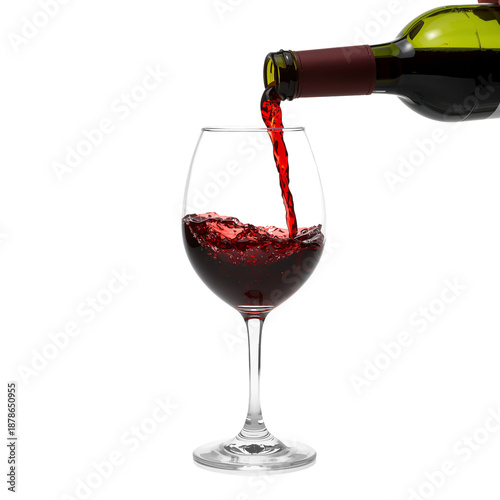 Pouring Red Wine Into a Glass in a Simple Setting
