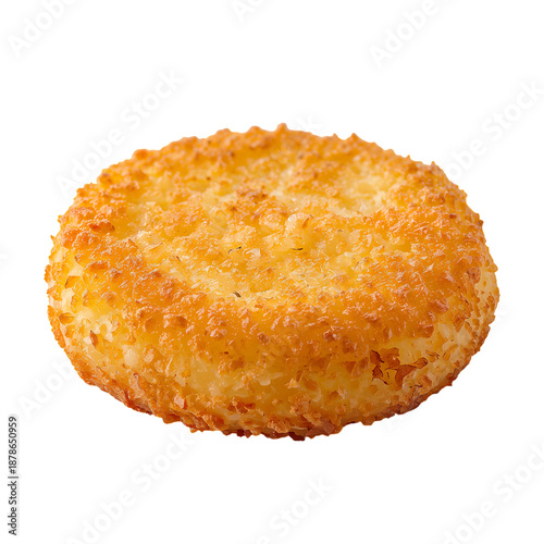 Crispy Potato Round With a Golden Crust on a Plain Background