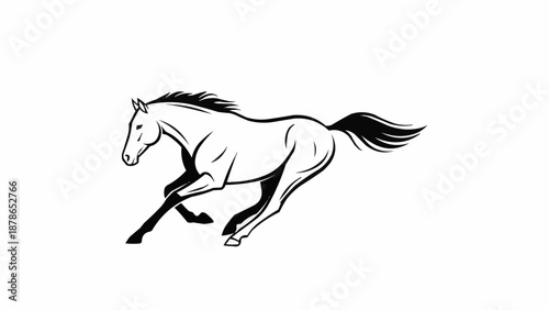 Illustration of a powerful horse running with mane flowing.