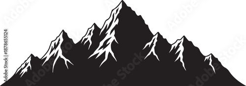 Andes mountains in black and white silhouette