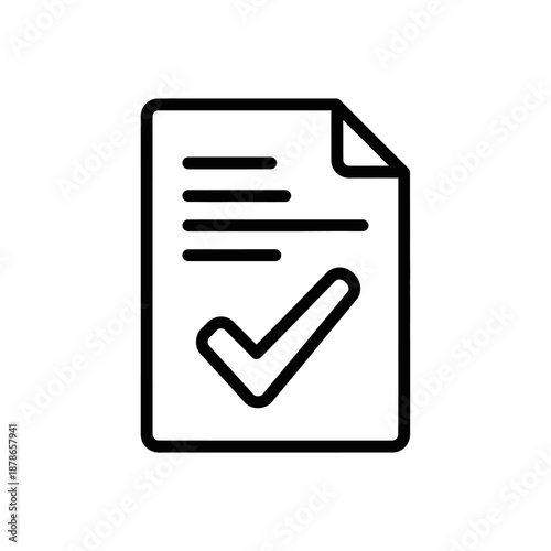 Close-Up of Clear Document with Checkmark Icon, Symbol for Verification or Approval in Digital Interface