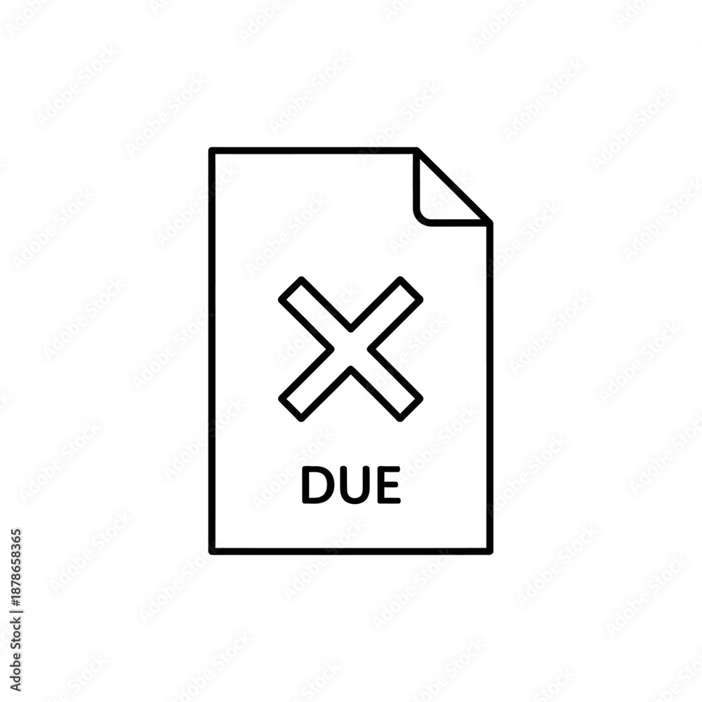 Obraz premium Close-Up of Overdue Payment Notice Document with Red X Mark