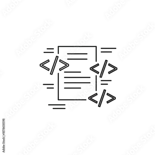 Code Development and Programming Concept with Coding Symbols and Lines