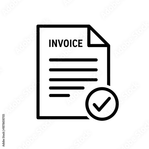 Close-up of Invoice Document with Checkmark for Payment Confirmation