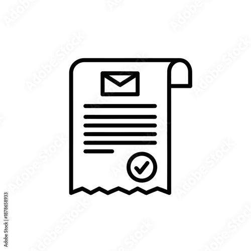 Digital Document Receipt with Checkmark Icon Illustrating Successful Transaction for Business and Communication Needs
