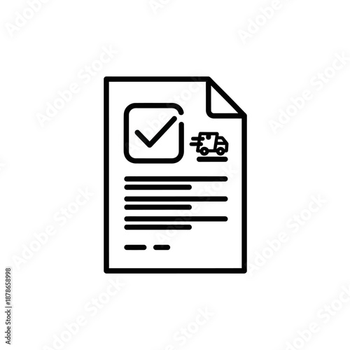 Delivery Confirmation Document with Checkmark and Truck Icon for Logistics and Shipping Verification
