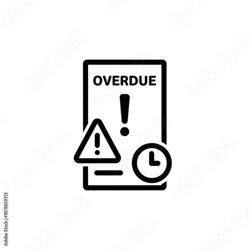 Digital Overdue Warning Alert Icon Representing Pending Deadline or Expiry Notification