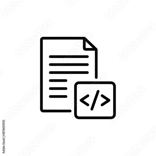 Document and coding icon representing digital file management and programming concepts