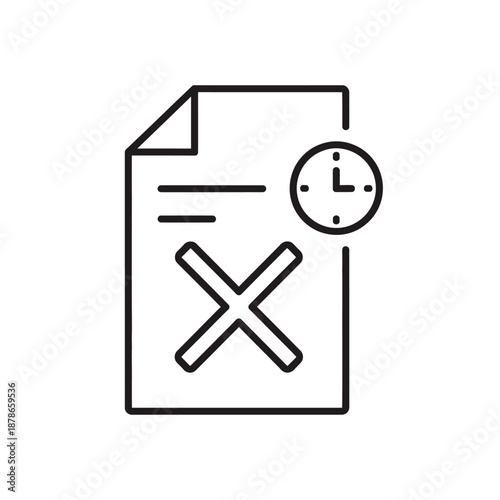 Document Cancellation Notice with Time Clock Icon for Office or Digital Communication