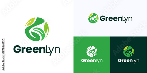 Modern letter G with organic green leaf circular shapes for nature eco-friendly, Logo icon design vector illustration, Symbol initial alphabet sign with leaves or foliage for growth and brand identity