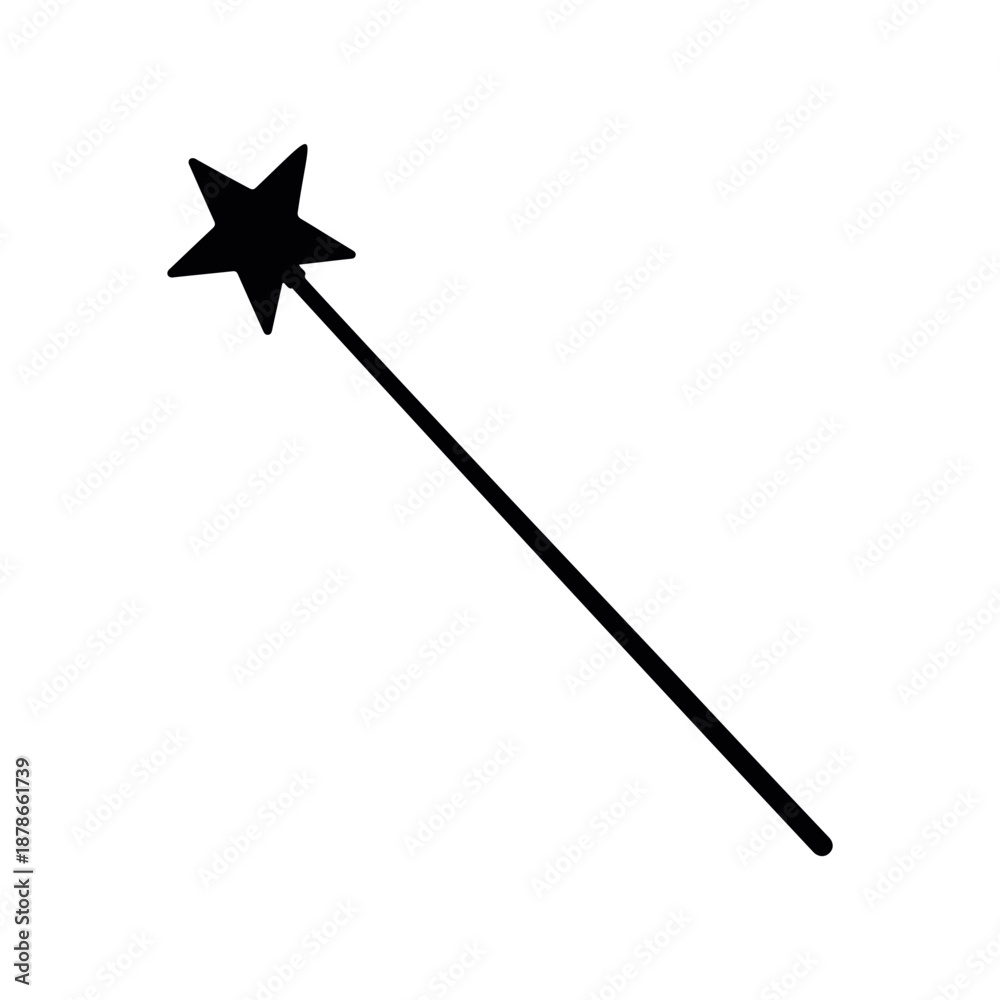 Naklejka premium Magic wand silhouette vector flat illustration design.