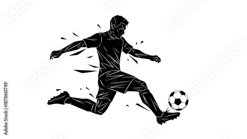 Dynamic soccer player action vector illustration on white background