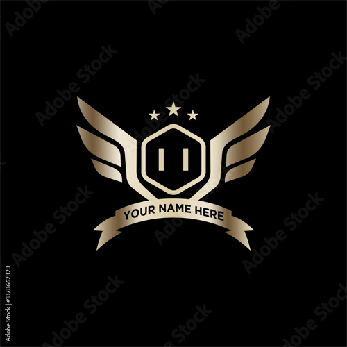 II Initials Eagle Logo Icon Education Stock Vector