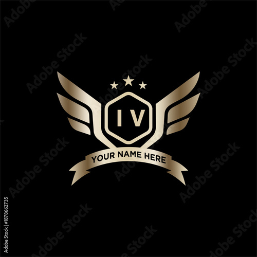 IV Initials Eagle Logo Icon Education Stock Vector