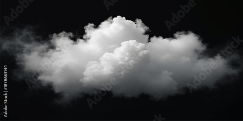 Abstract white smoke swirling against a dark black background morphs into a stormy cloudscape with a bright atmosphere of air and light