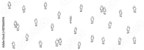 Sparse crowd CAD blocks, few people spread apart, architectural plan style, vector – Professional Architectural CAD Collection